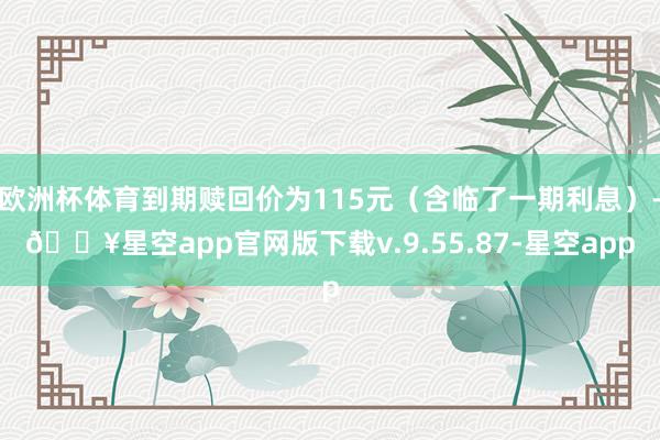 欧洲杯体育到期赎回价为115元（含临了一期利息）-🔥星空app官网版下载v.9.55.87-星空app